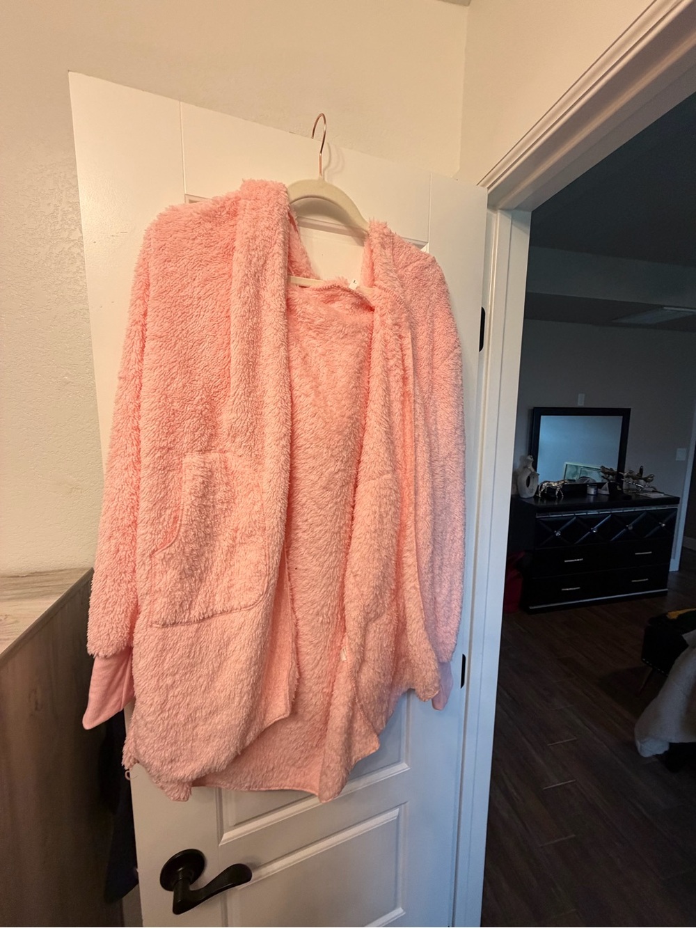 Cozy Plush Open Cardigan - Soft Pink